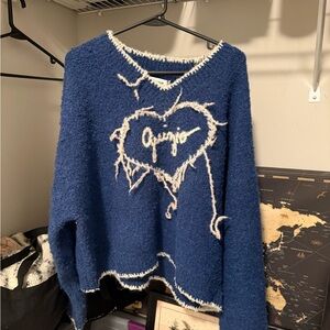 Danielle Guizio Blue Heart Sweater